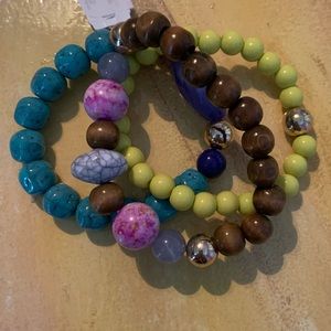 Dillards 3 piece multi stone beaded stretch bracelet